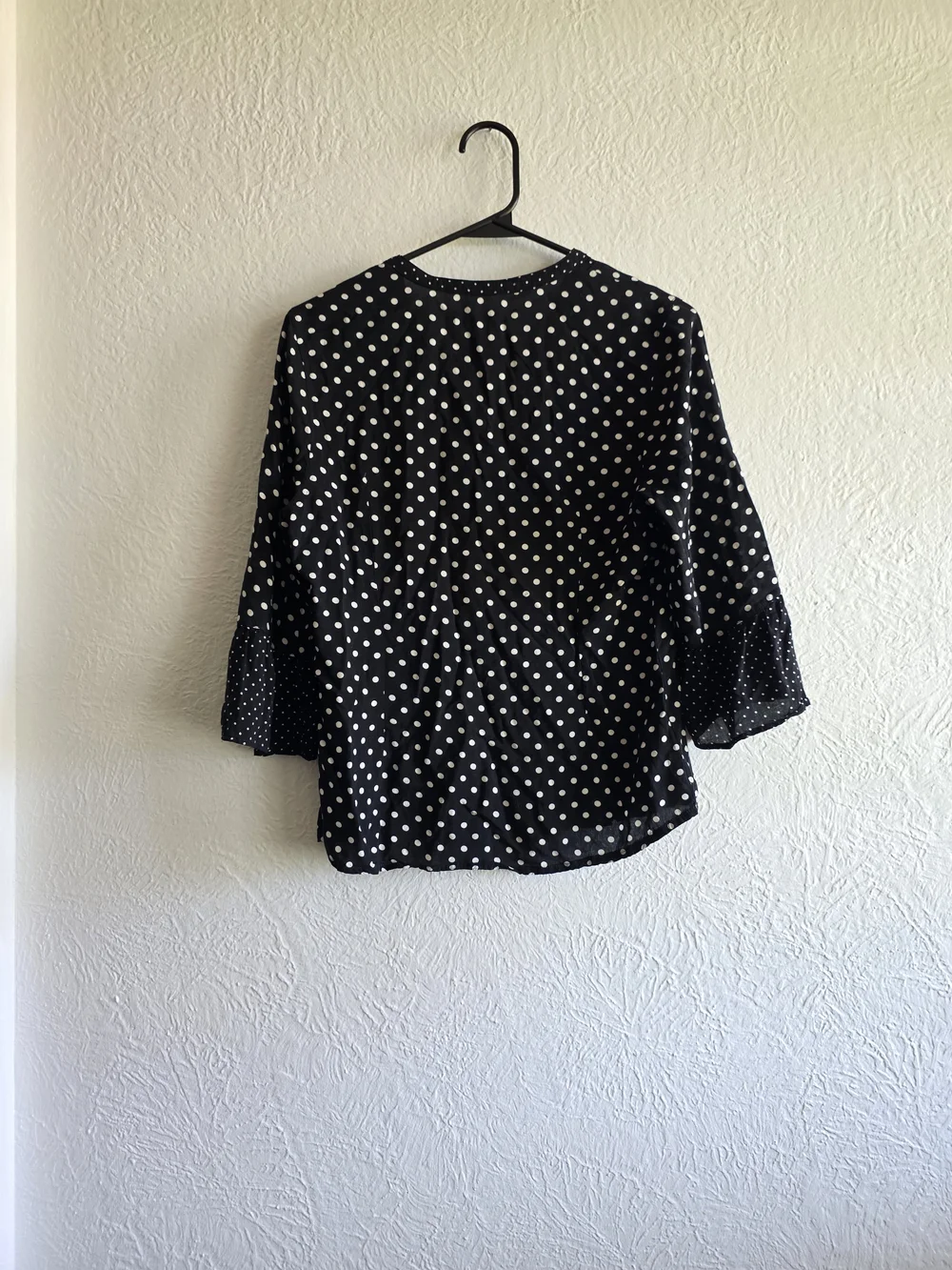 Old Navy Black and White Polka Dot Peasant Blouse